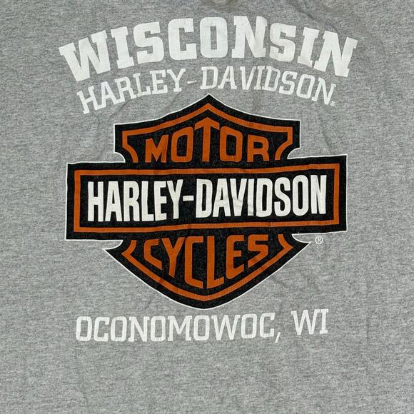 Harley-Davidson Other - Harley‎ Davidson Oconomowoc WI Gray Tee Men XL Bar Shield Motorcycle Shirt
